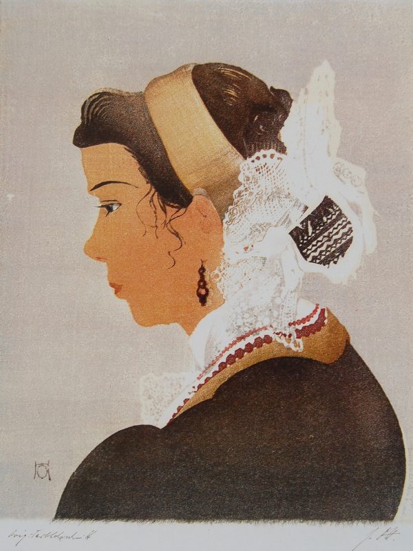 Hans Ott, Grödnerin, Farbenholzschnitt